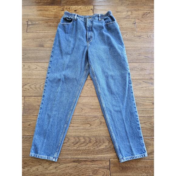L.L Bean Blue Original Fit/Relaxed Denim Jeans Size 14 R 90's Mom Elastic Waist - Picture 1 of 8